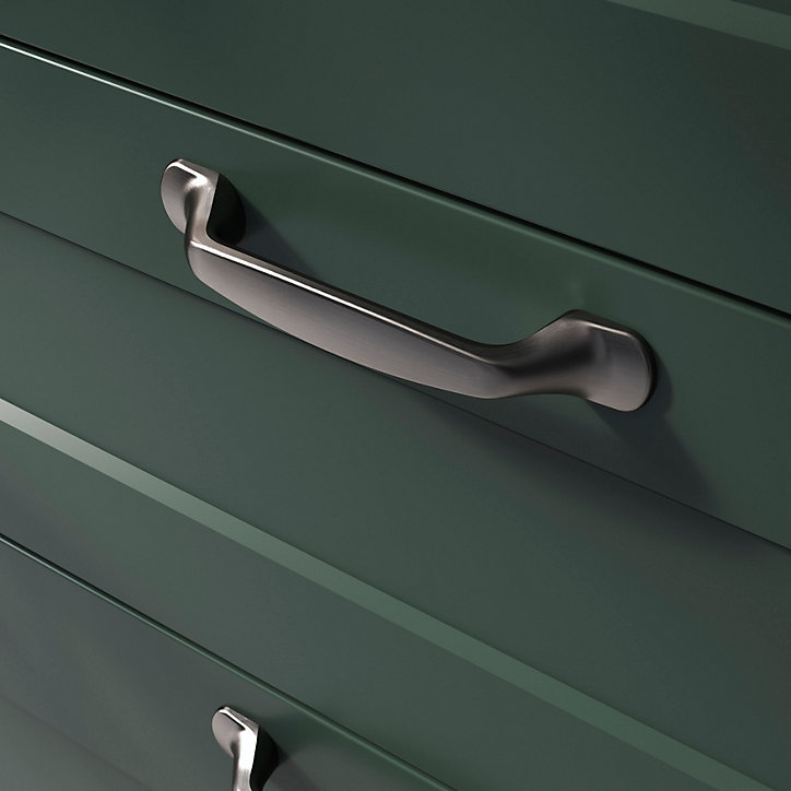 Lot 6 poignées de meuble nœud GoodHome Govlin aluminium effet nickel satin gris l.131mm x l.19mm x H. 24mm entraxe 96mm