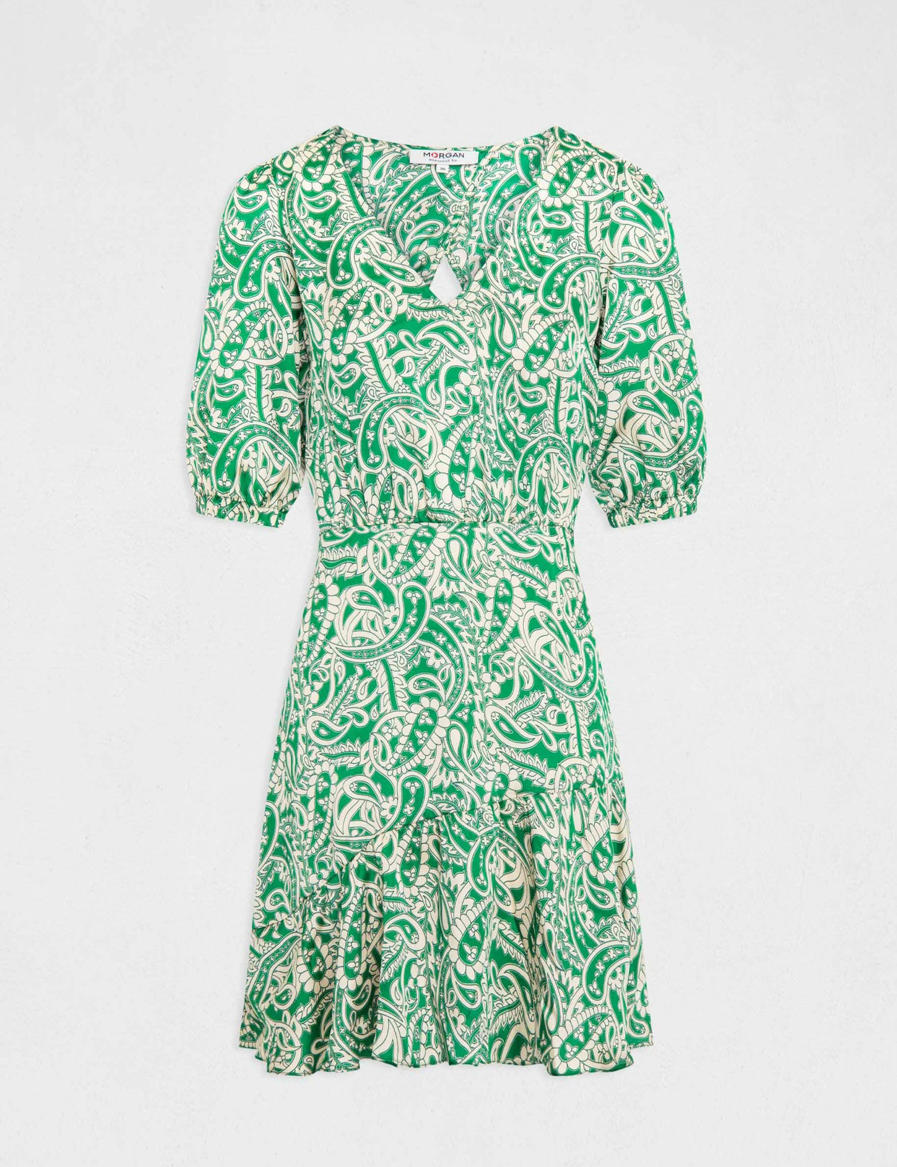 Robe cintrée dos ouvert satin imprimée multico femme - multico