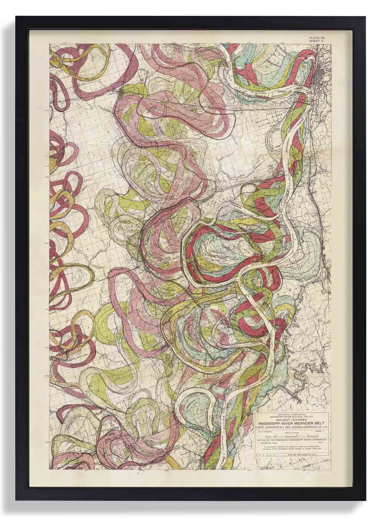 Der mäandernde Mississippi von Harold Fisk; Tafel 22, Blatt 11