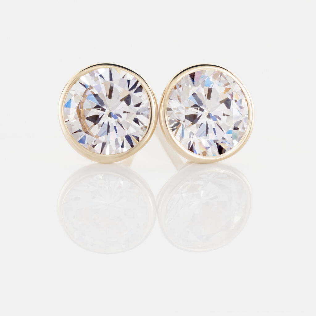 Boucles D'oreilles Puces Franze Or Jaune Oxyde De Zirconium
