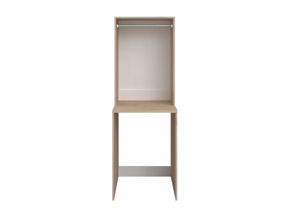 Meuble pour 2 machines à laver avec étagères, penderie, placard et colonne - Naturel clair et blanc - L269 x H184 cm - ERKANO