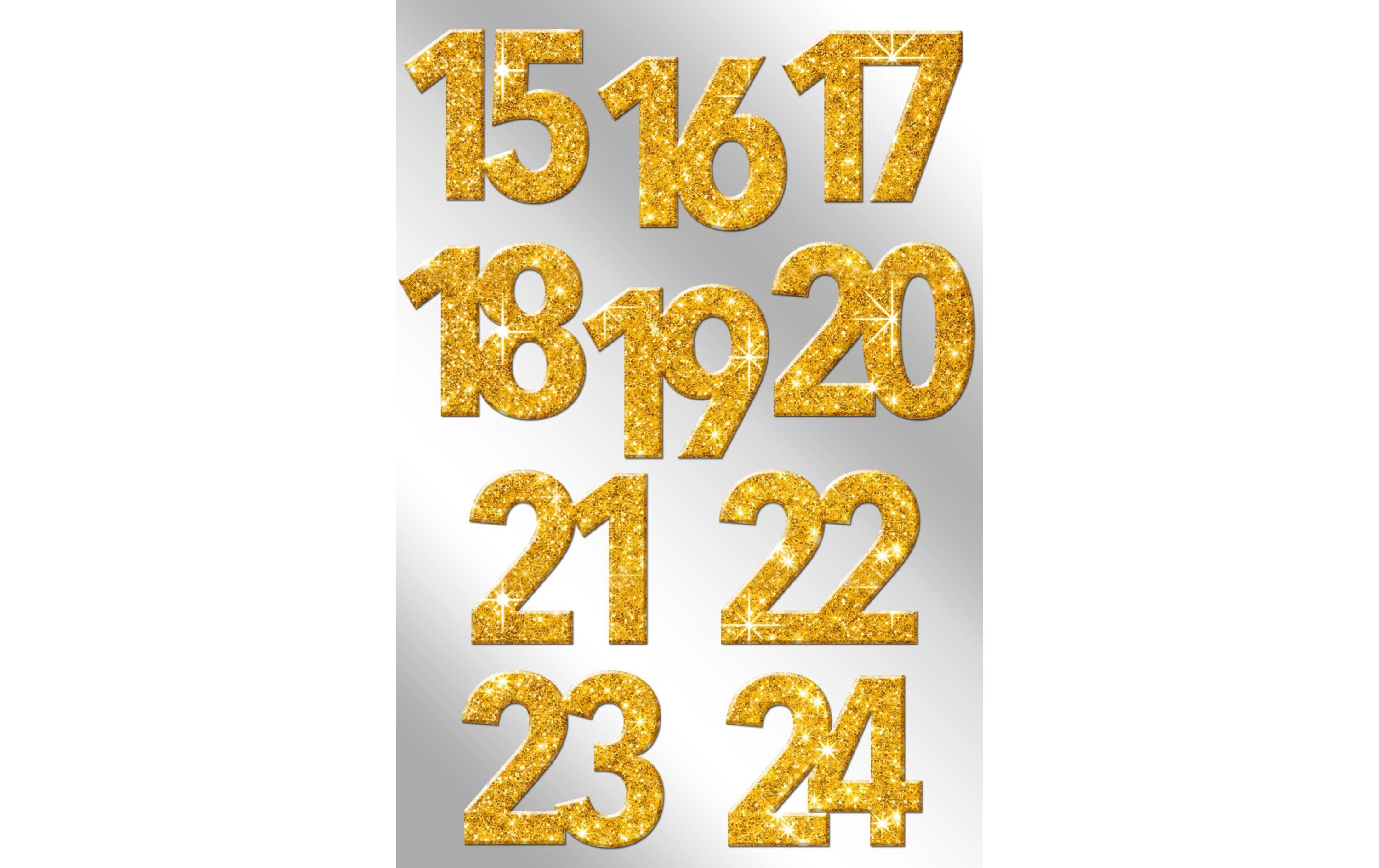 Adventskalender-Zahlen Glitzer, GoldZahlen für den Adventskalender