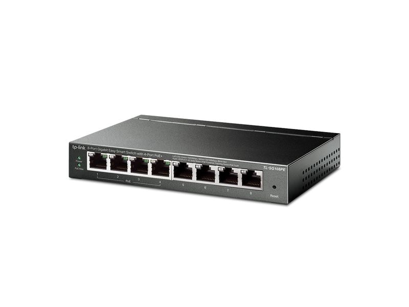 TP-Link PoE  Switch TL-SG108PE 8 Port 8-Port Gigabit Easy Smart Switch mit 4-Port PoE