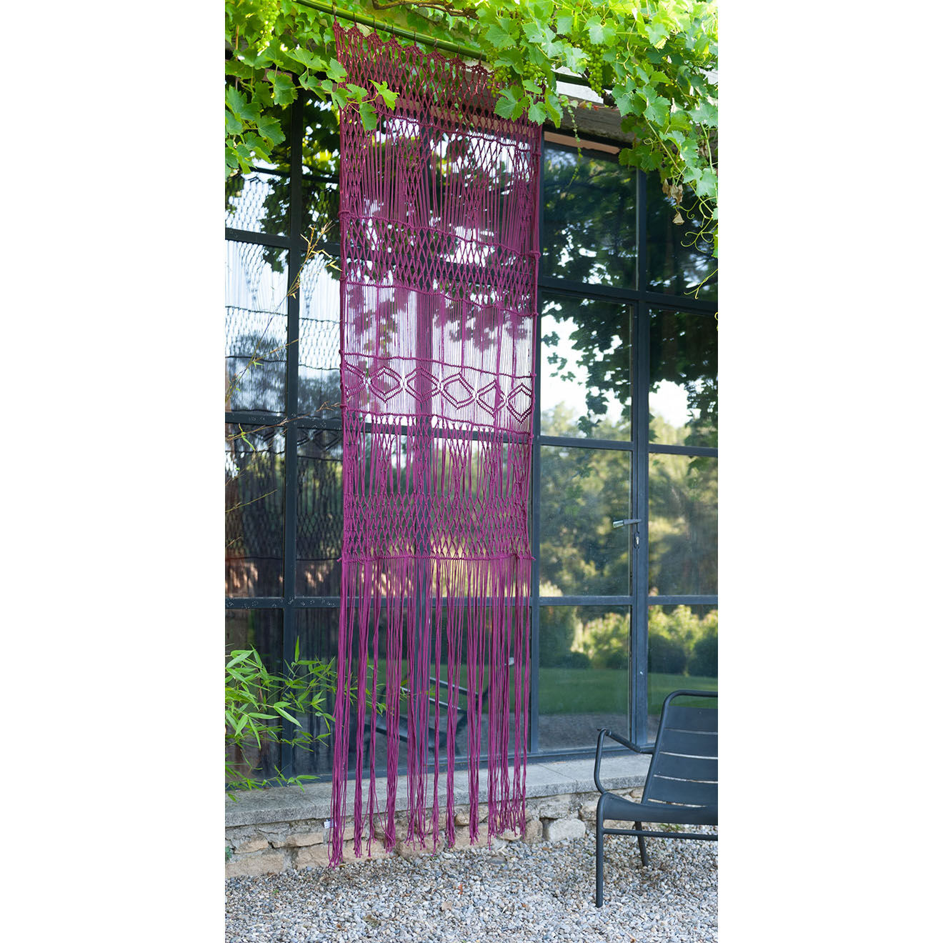 En Fil d'Indienne Rideau en macramé Resille carmin - 100x280 cm