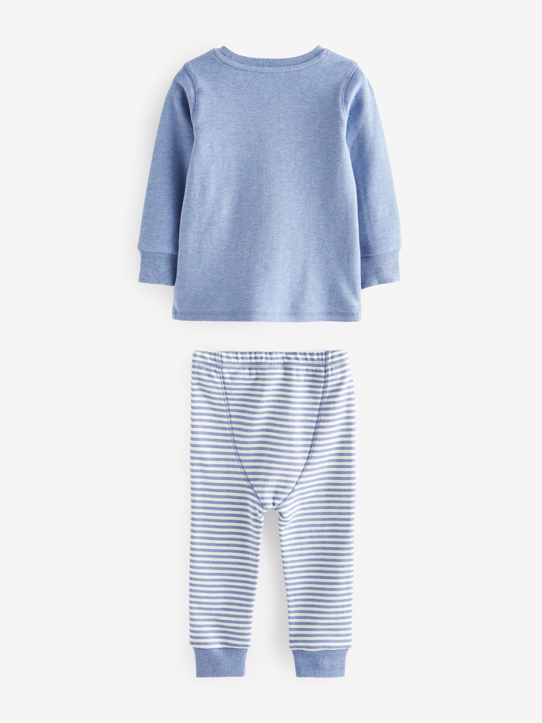 Lichtblauw met beer - Verpakking van 3 knusse pyjama's (9mnd-6jr)