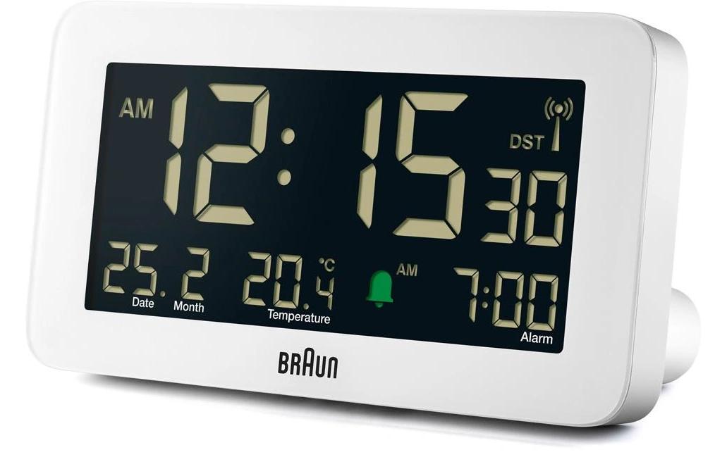 Digitalwecker BC10W-DCF WeissDigitaler Wecker mit Funksteuerung, Temperaturanzeige und Schlummerfunktion