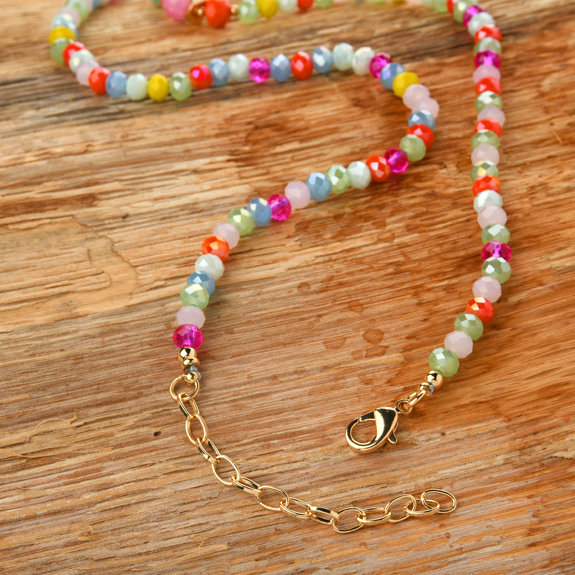 Gina Benotti Damen Kette mit bunten Steinchen gold / bunt