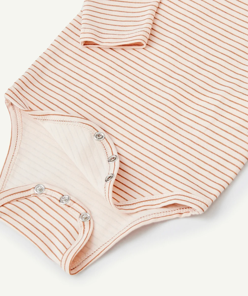 LOT DE 3 BODIES BÉBÉ EN COTON BIO BLANC ET ROSE UNIS ET IMPRIMÉS