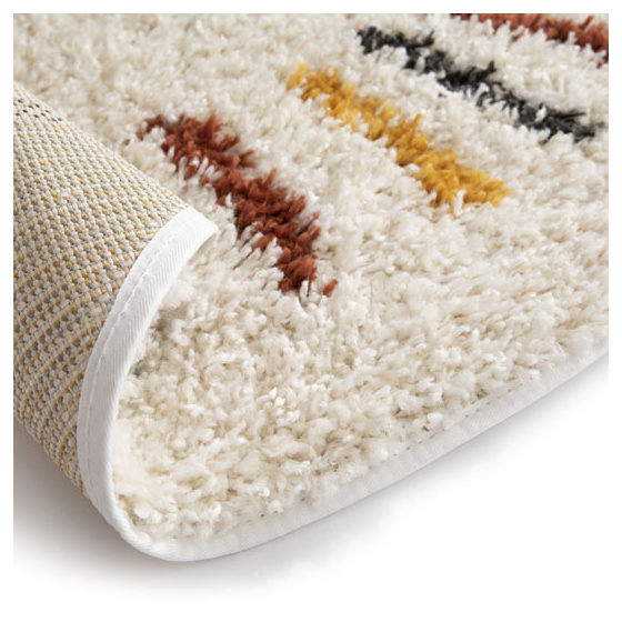 Tapis rond chambre d'enfant berbère - adel - beige et traits multicolore - ø 120 cm