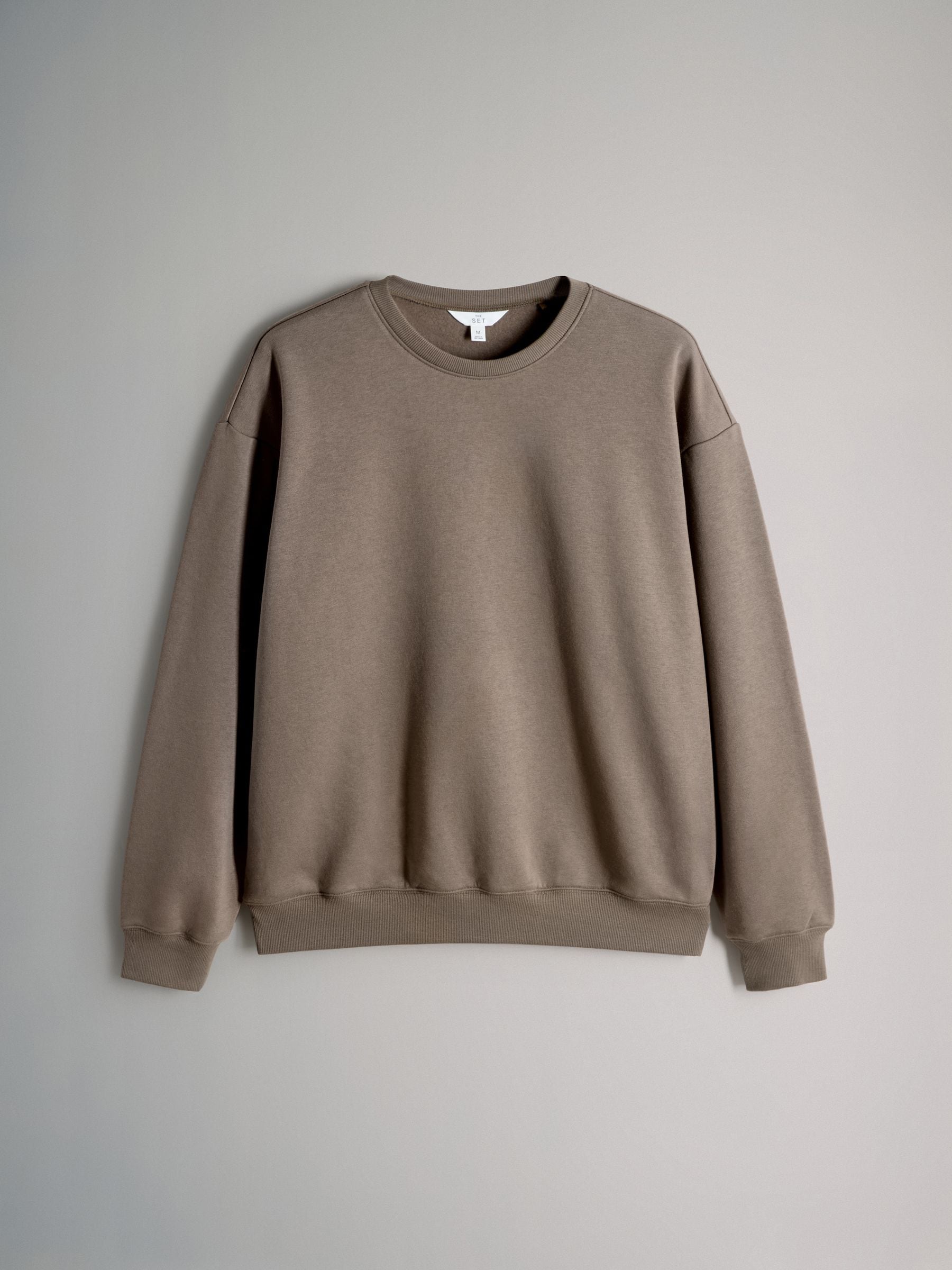 Chocoladebruin/Taupebruin/Crème - The Set set van 3 ruimvallende sweatshirts met ronde hals