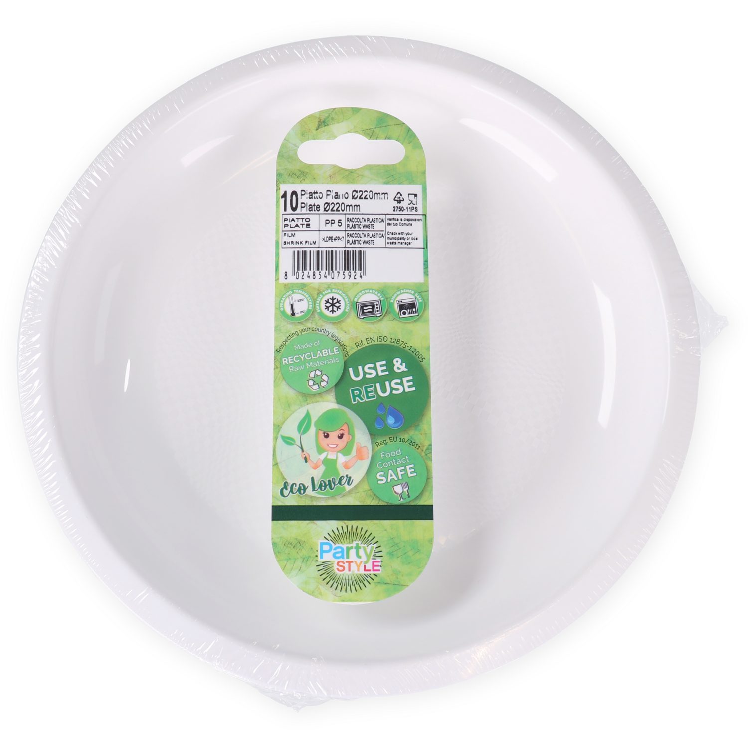 Goldplast Bord, Use & reuse, reusable, rond, 1-vaks, pP, Ø22cm, wit