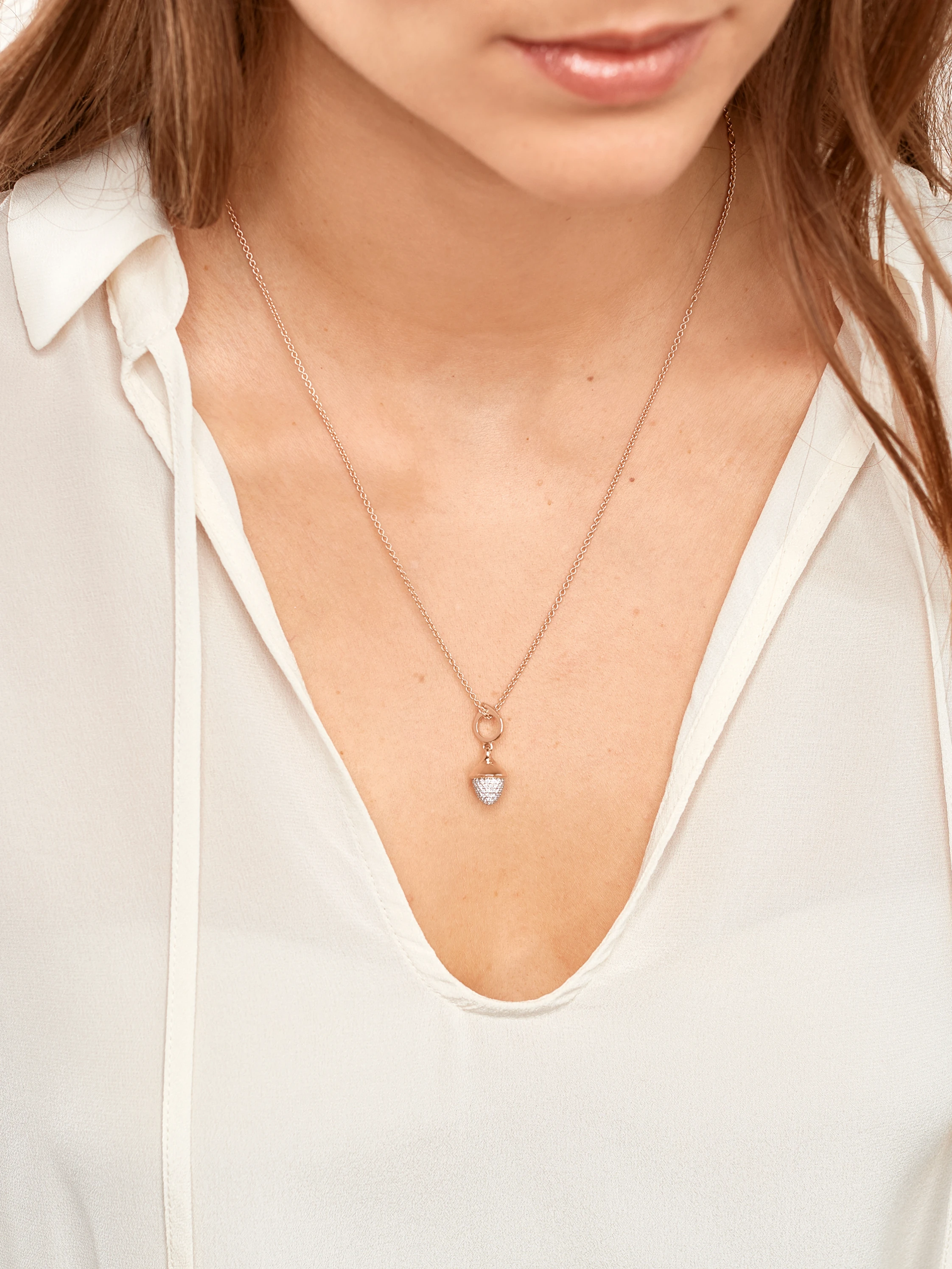 TAMARA COMOLLI Anhänger PENDANT MIKADO FLAMENCO DIAMOND PAVÉ aus 18 Karat Roségold mit Diamant Pavé