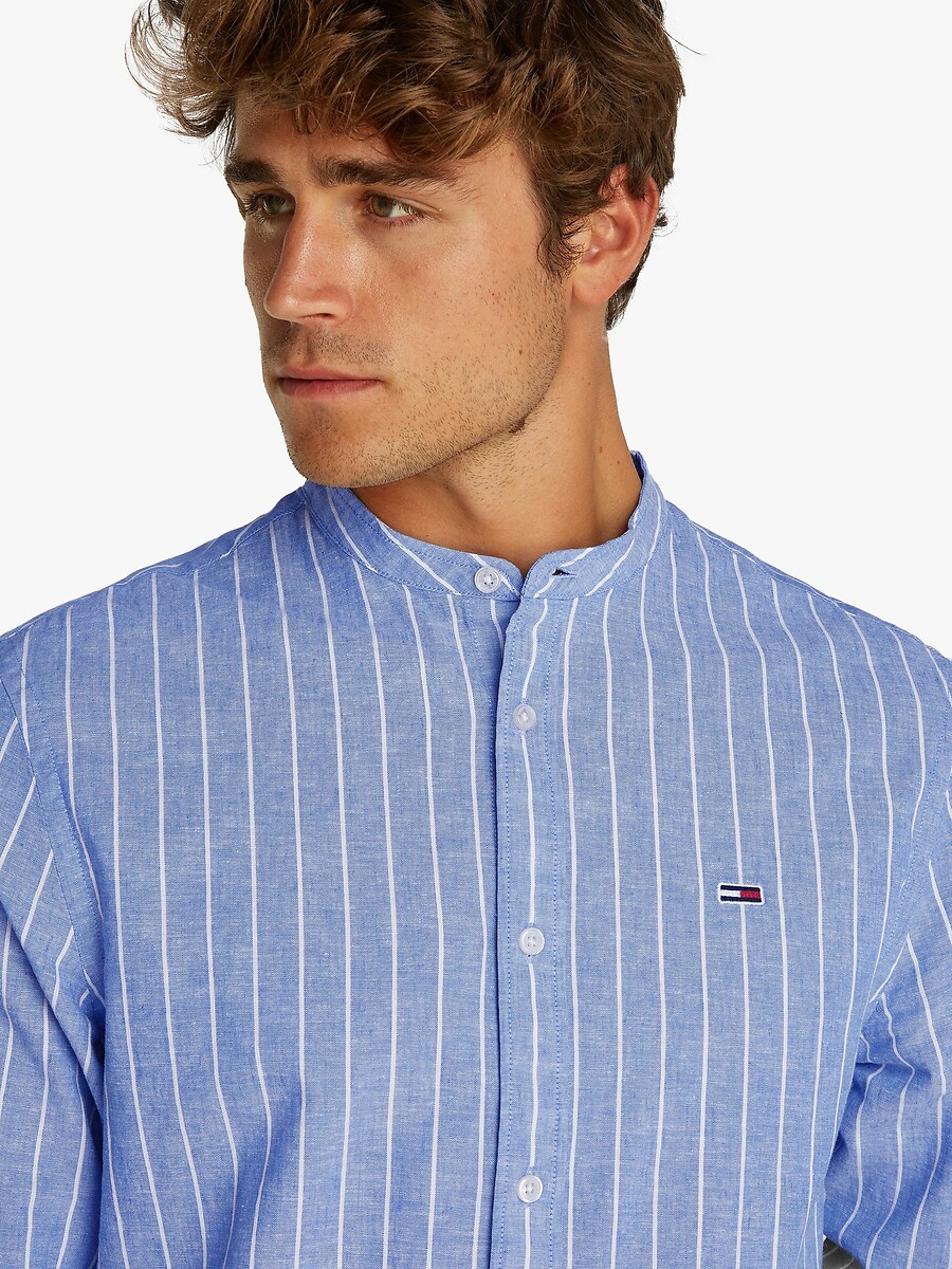 TOMMY JEANS<br>Camisa listrada de algodão e linho