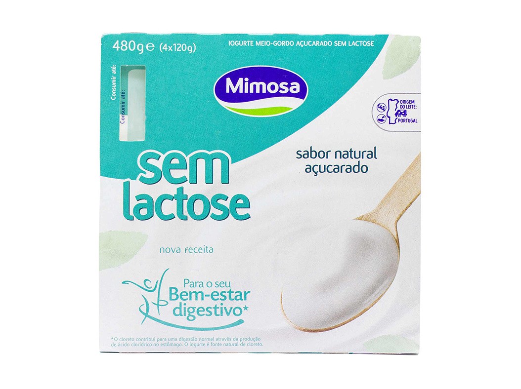 IOGURTE MIMOSA SEM LACTOSE NATURAL AÇÚCARADO 4X125G