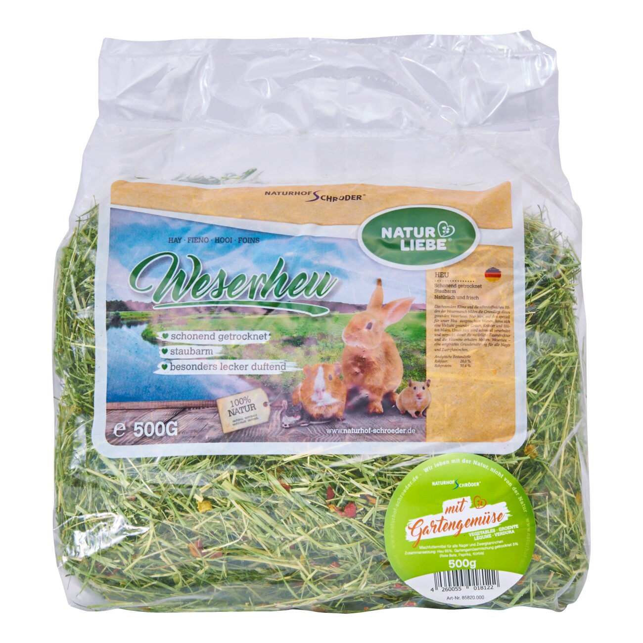 Naturhof Schröder Weserheu mit Gartengemüse, locker gestopft 500 g