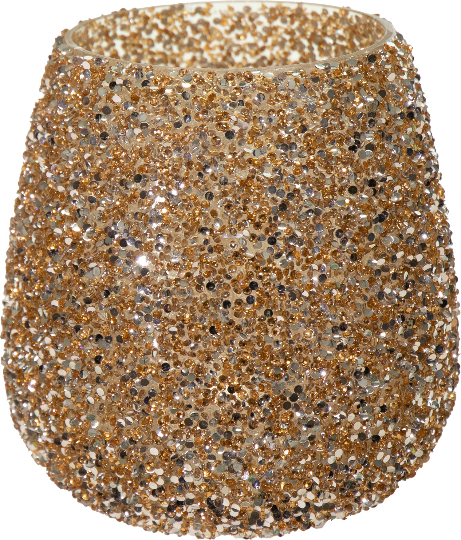 Strass waxinelichthouder Lulu goud D 12 H 12,5 cm