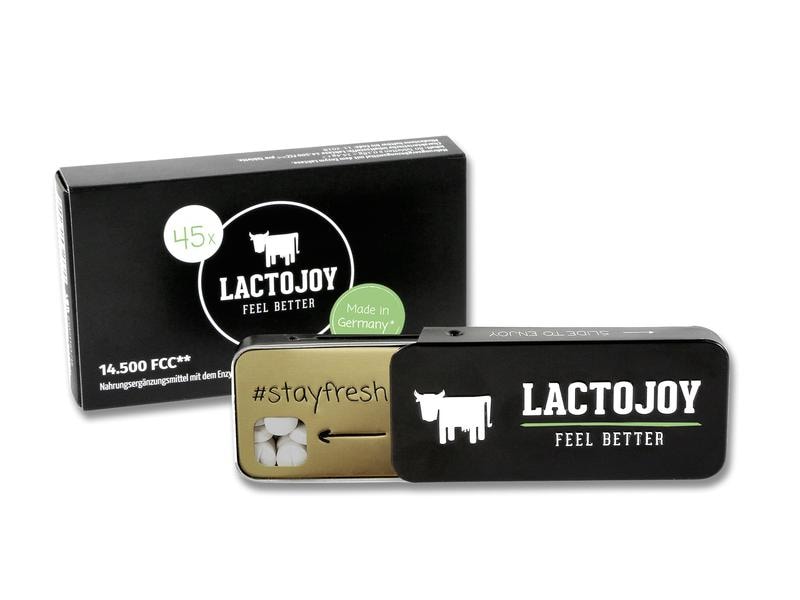 Lactojoy Laktase-Tabletten 14.500 FCC 45 Stück Vegane Tabletten bei Lactose-Intoleranz, Enzym zur Unterstützung der Verdauung