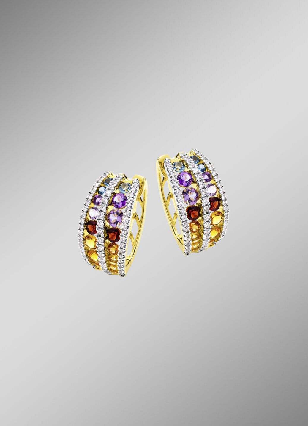 Multicolor Klappcreolen mit Edelsteine und Brillanten