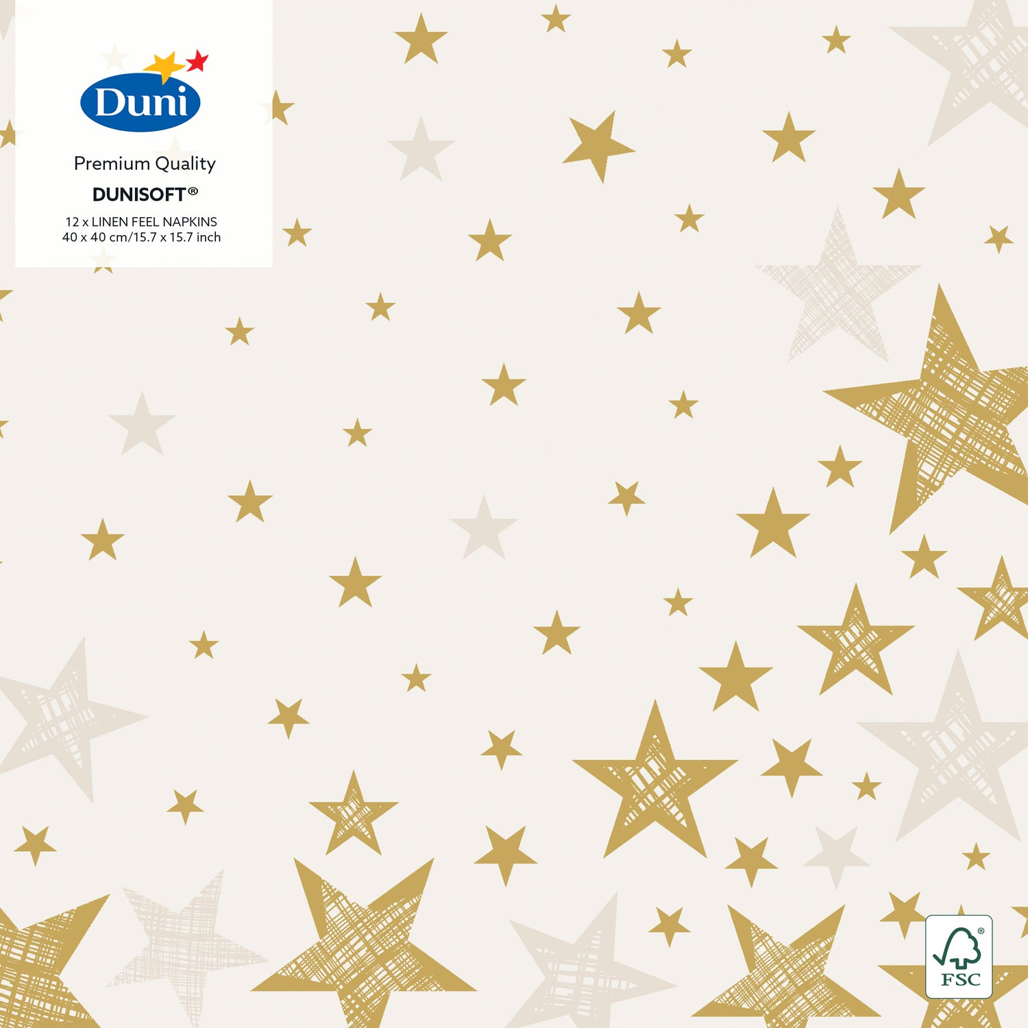 Duni kerstservet sterrenhemel 40 x 40 cm 12 stuks crème