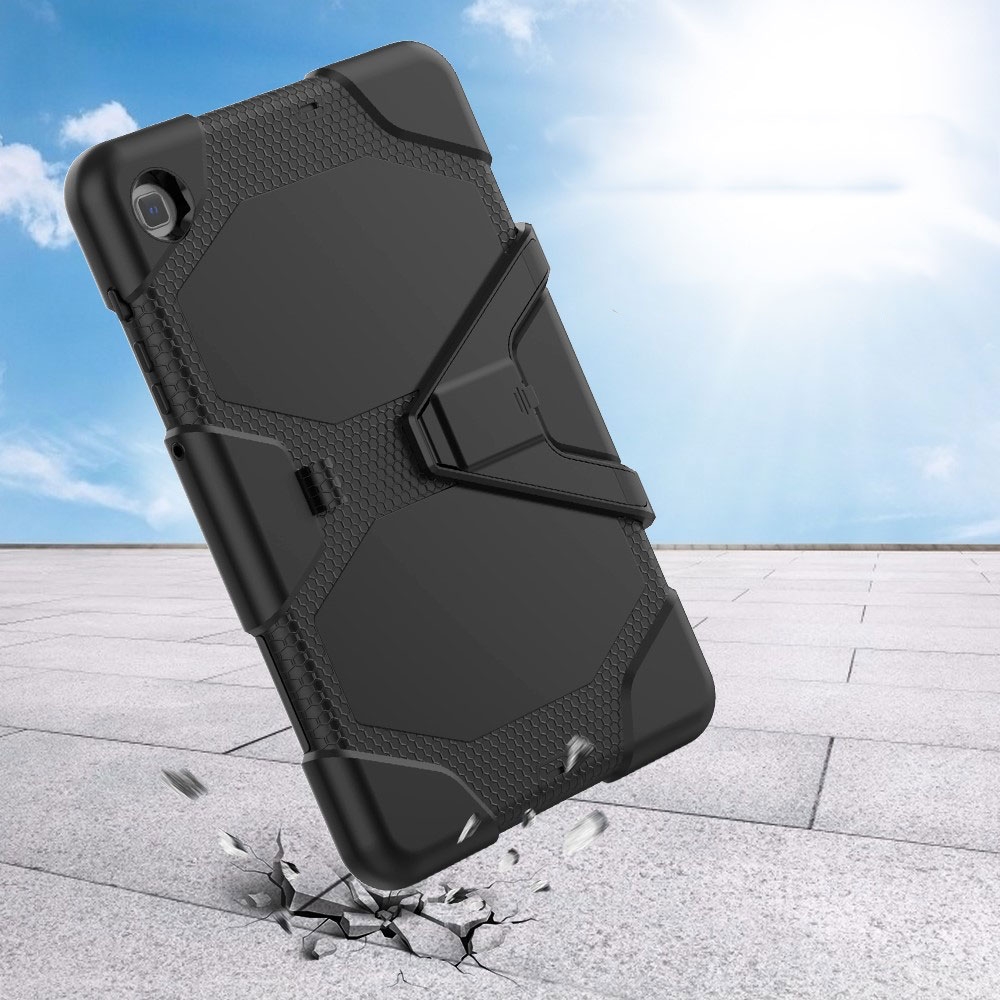 Samsung Galaxy Tab S6 Lite (2024/2022/2020) Hybrid Outdoor Silikon Case Hülle mit Aufsteller und Touch Pen Halterung - Schwarz