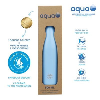 Aqua Pastel - Gourde Bouteille isotherme 500 ml - double paroi - disponible dans différentes couleurs - Viquel