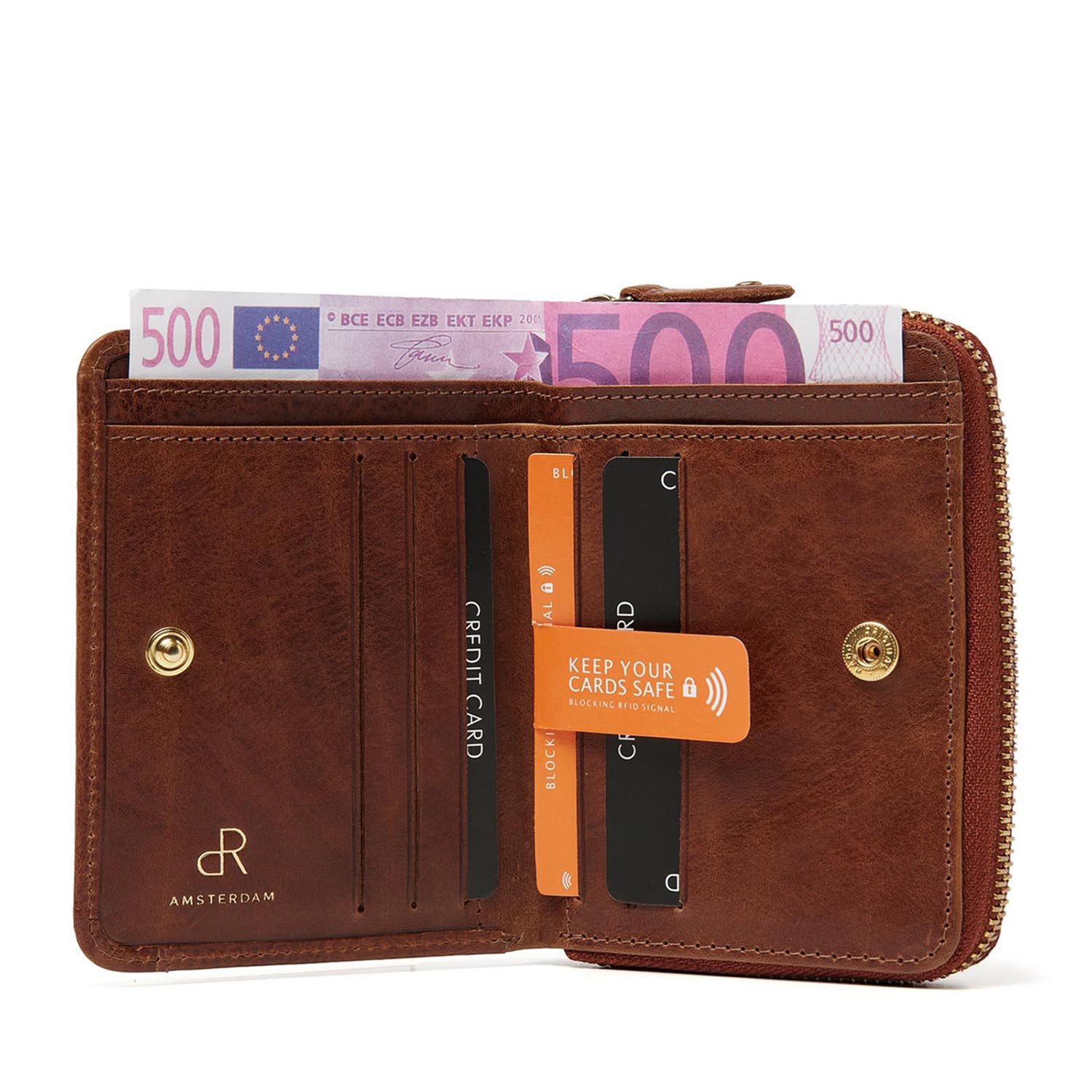 dR Amsterdam Milan Ladies Wallet cognac