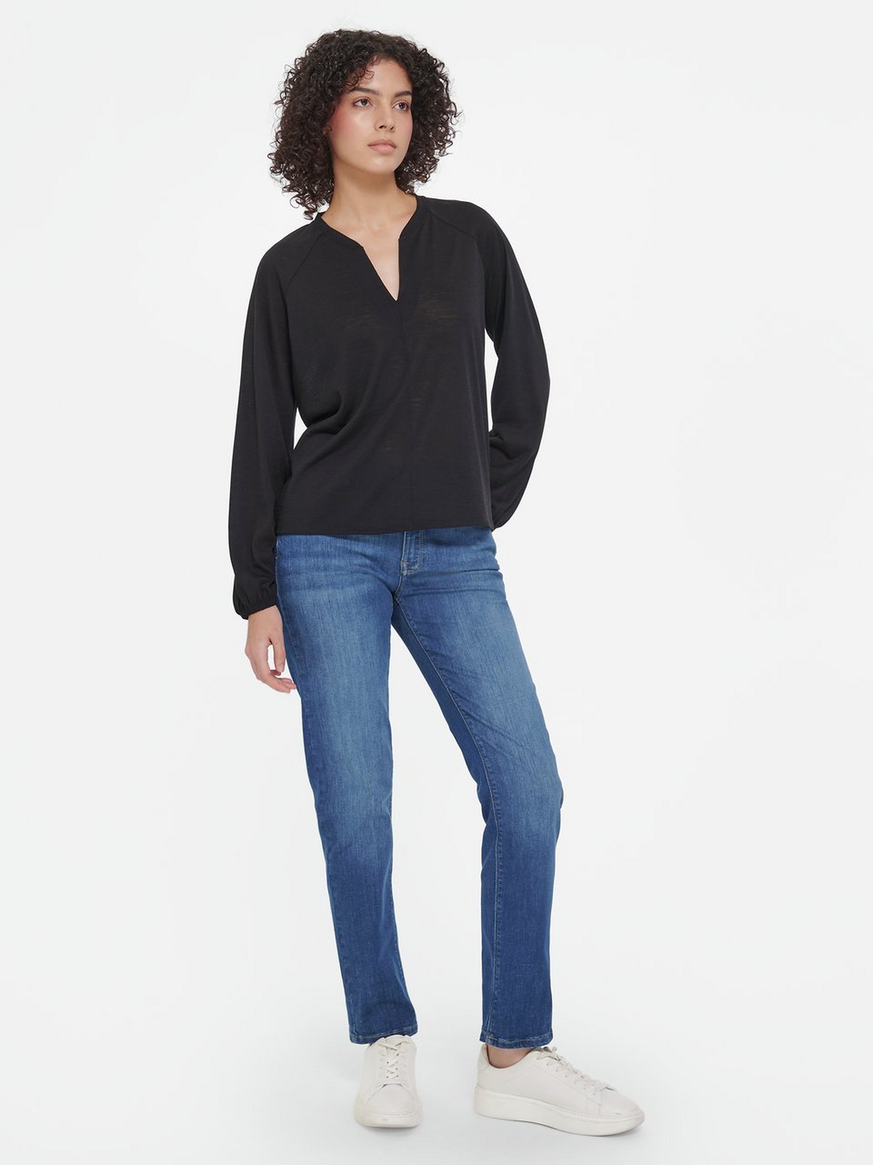 Blusen-Shirt mit V-Ausschnitt