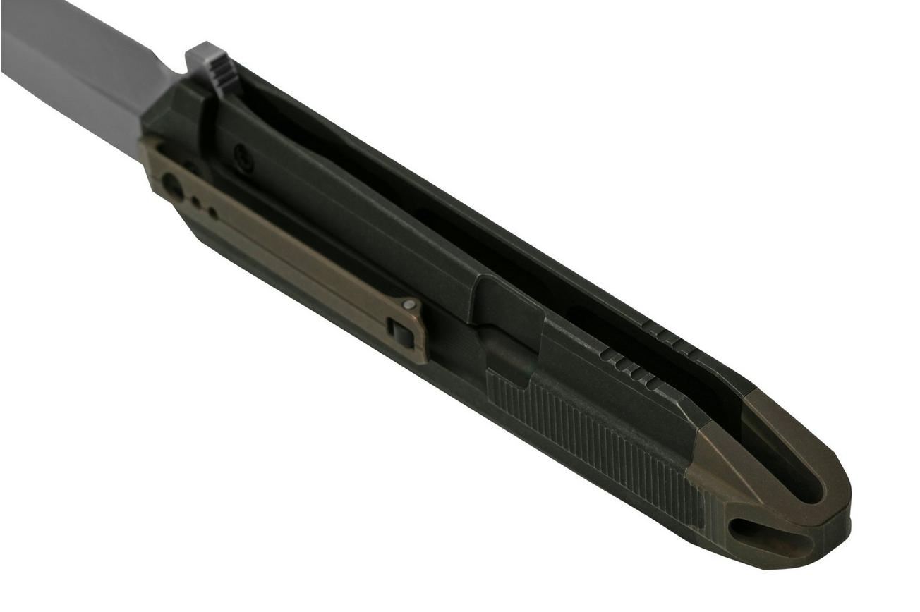 WE Knife Diatomic WE22032-3 Black Titanium Bronze Accents, Bead Blasted Single Edge zakmes