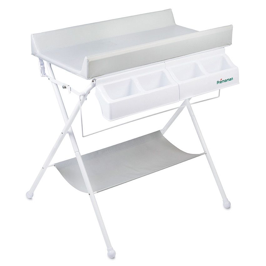 Table à langer avec baignoire Inès - Gris - Doré
