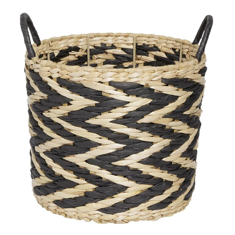 Panière design chevrons noir naturel Ø25xH23 cm - ZEBRA