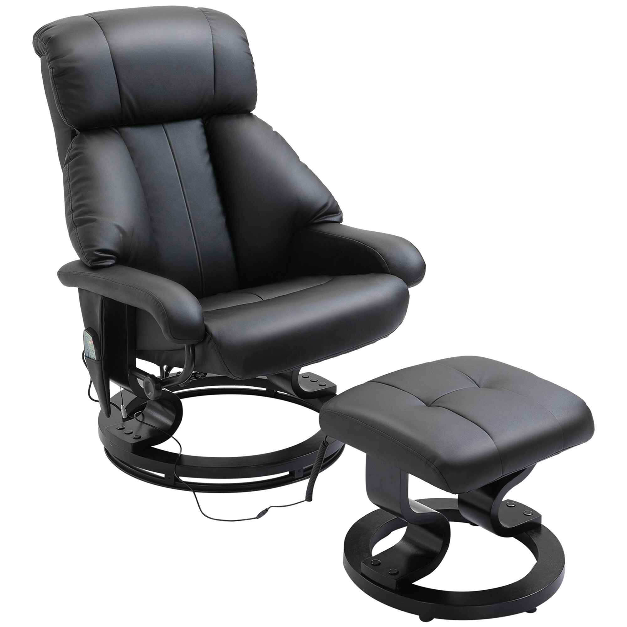 HOMCOM Massagesessel mit Fußhocker und Liegefunktion schwarz 76L x 80B x 102H cm