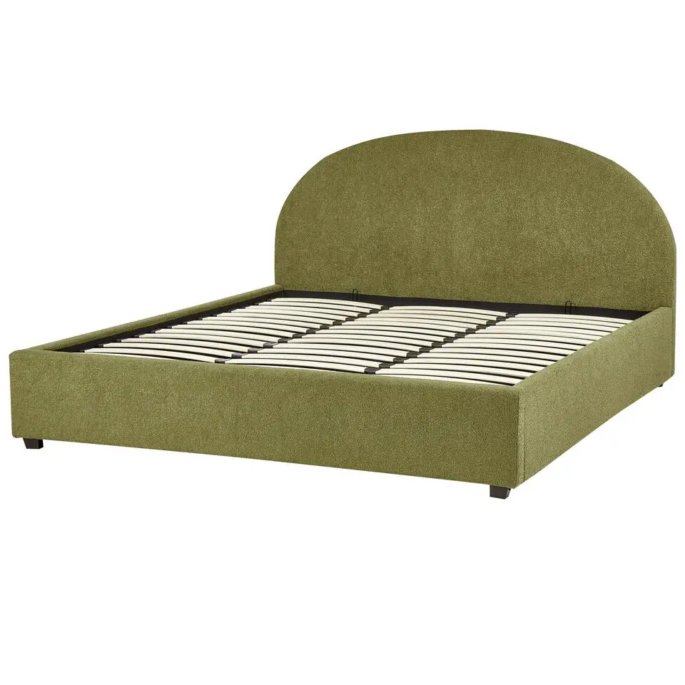 VAUCLUSE - Bed met opbergruimte - Olijfgroen - 180 x 200 cm - Bouclé