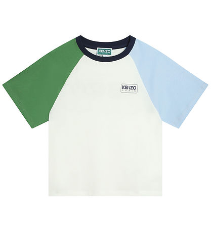Kenzo T-Shirt - Ivory m. Grün/Hellblau