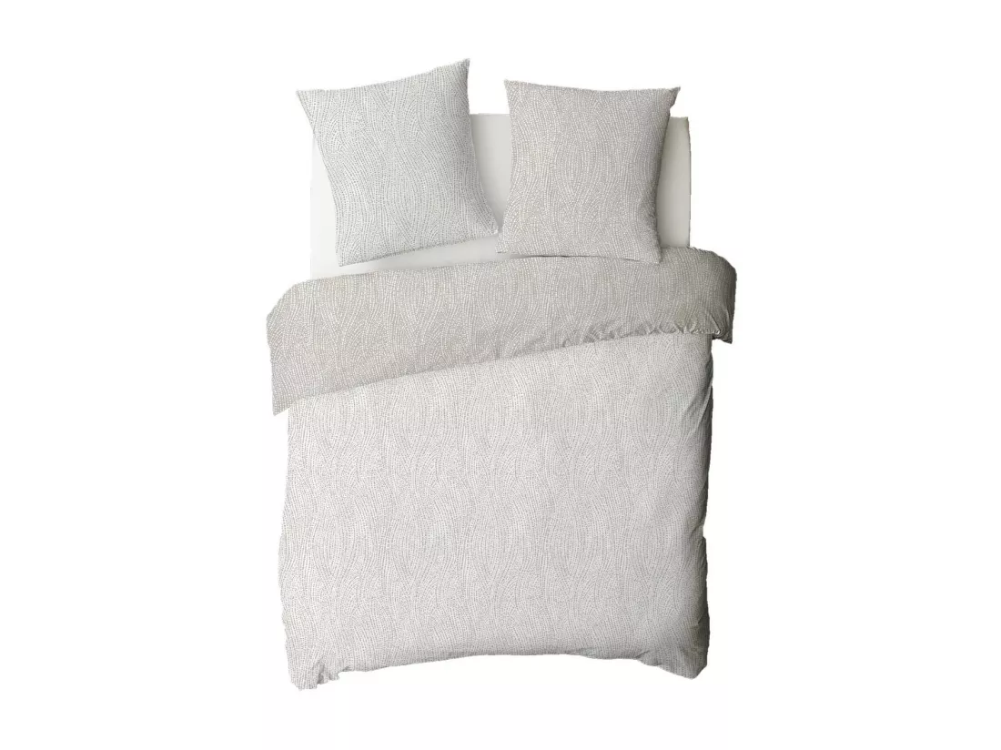 Parure de lit 2 personnes en coton 57 fils imprimé beige 240x220cm