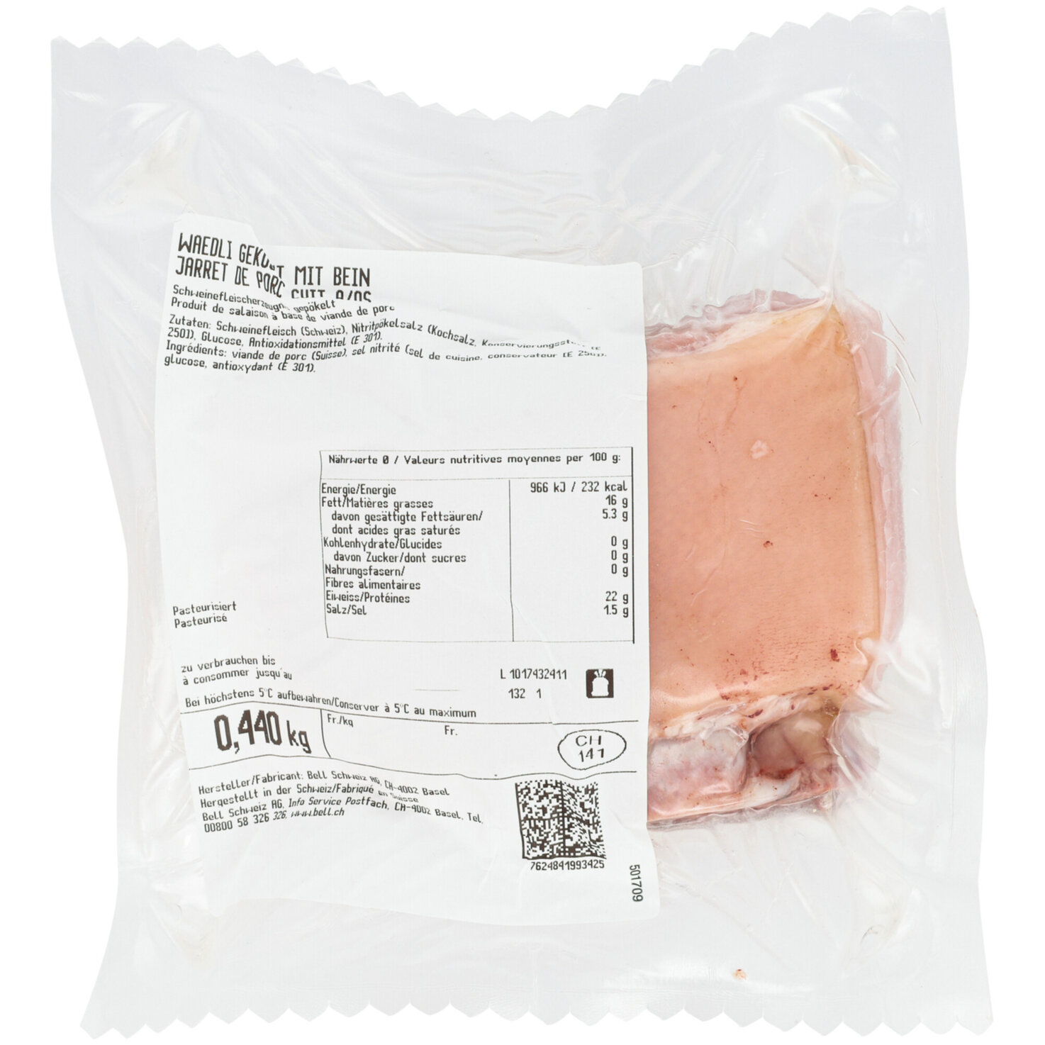 Schweinswädli gekocht mit Bein ca. 470g