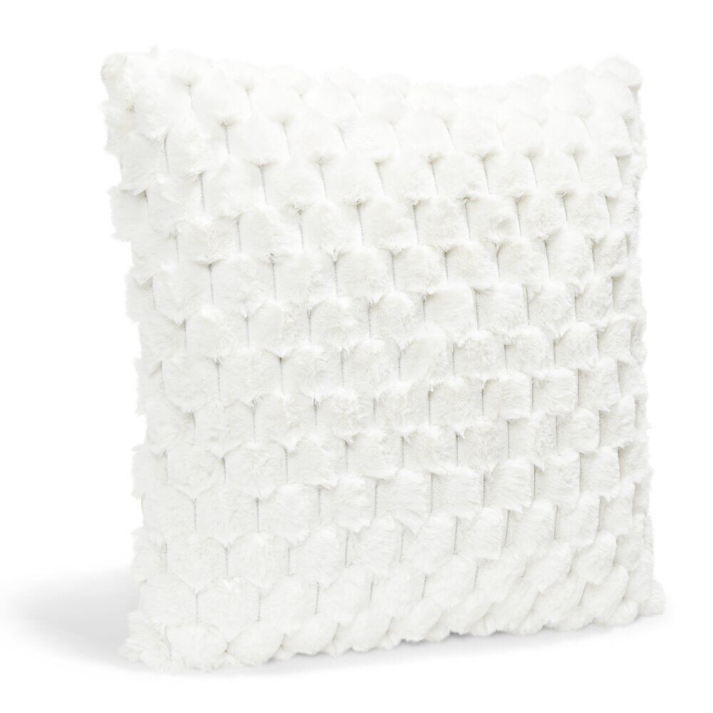 Housse de coussin ronds fausse fourrure lapin 45x45cm - 3 modèles