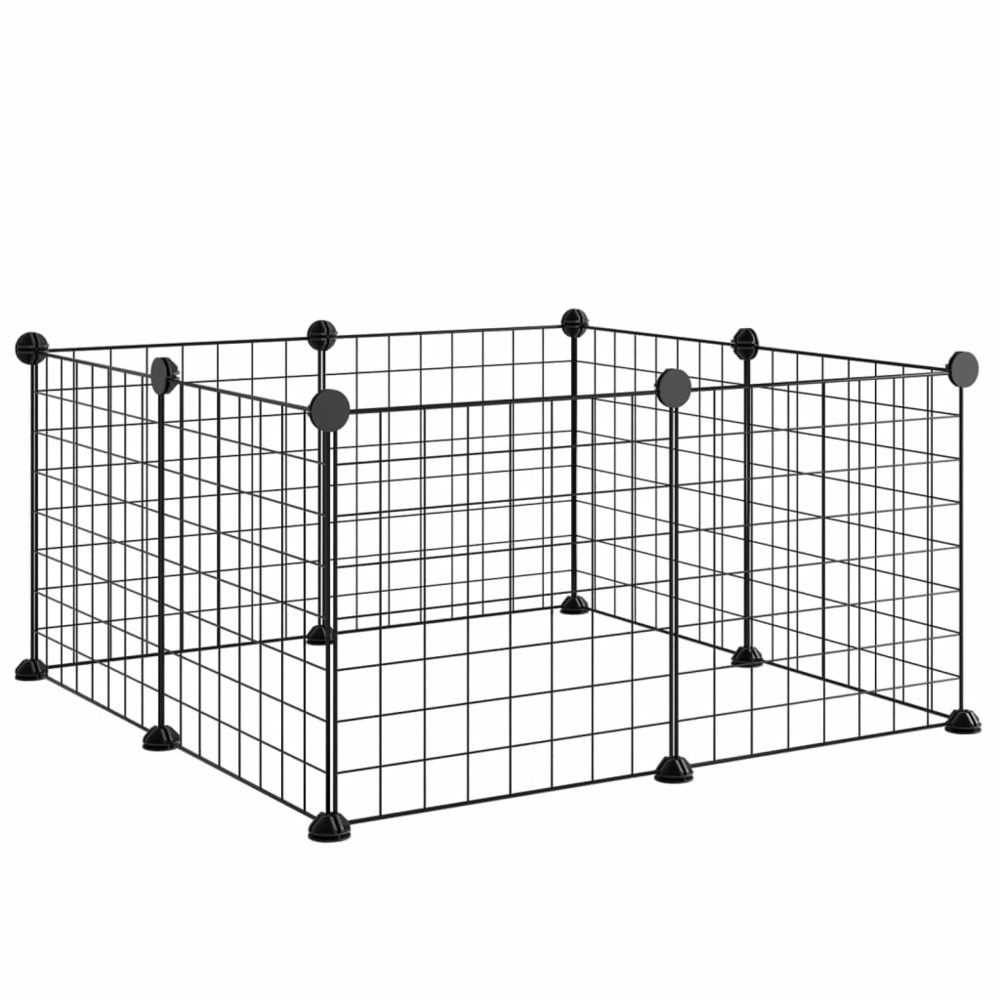 Cage animaux de compagnie à 8 panneaux noir 35x35 cm acier