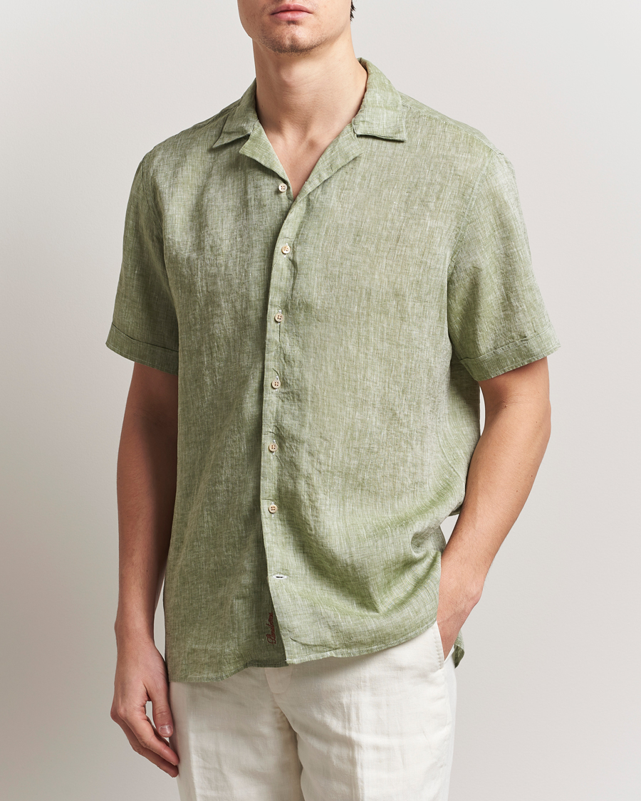 Stenströms Short Sleeve Linen Shirt Green