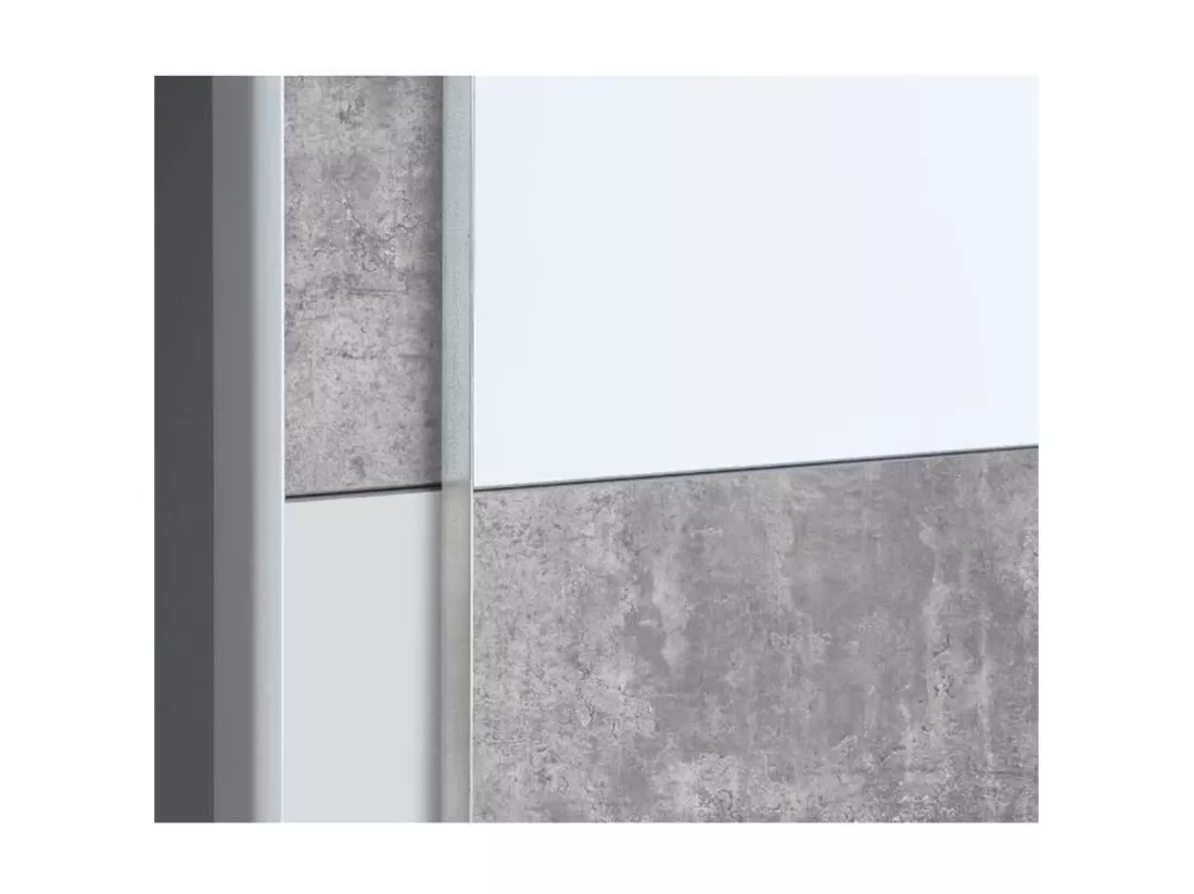 Armoire 2 portes coulissantes - béton gris clair et blanc - 170.3 cm