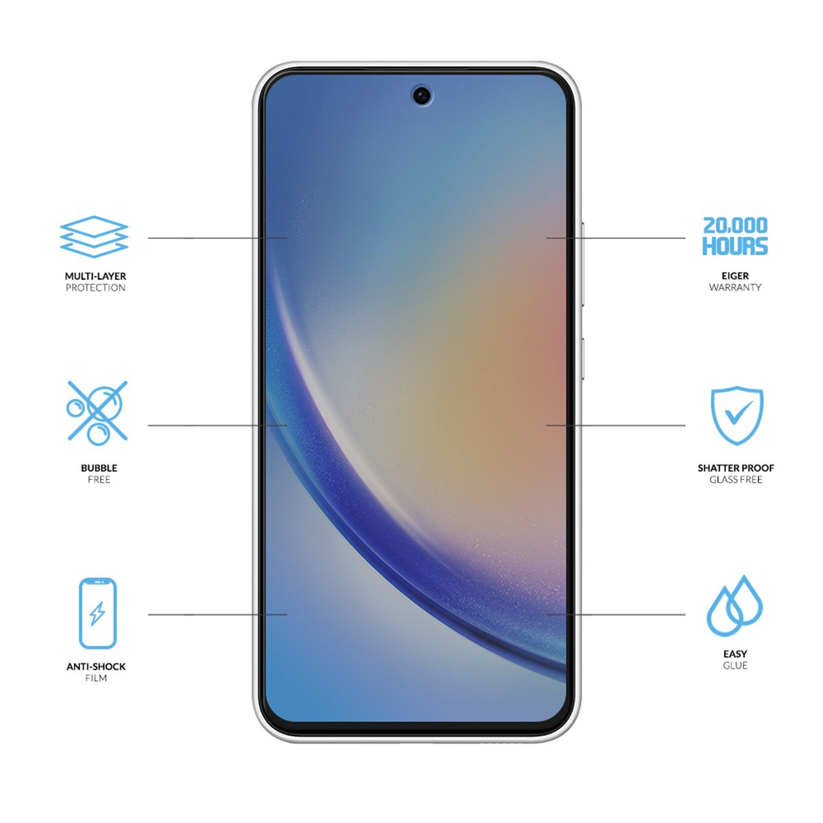 (2er Set) Samsung Galaxy A55 / A35 Mountain H.I.T High Impact Triflex Panzerglas 2.5D Displayschutz Case Friendly (EGSP00954)