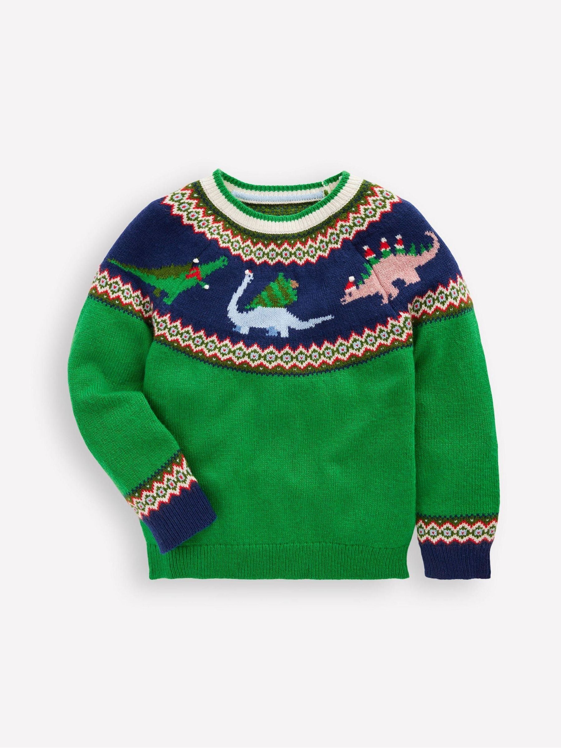 Boden Christmas Dinosaur Fair Isle Jumper