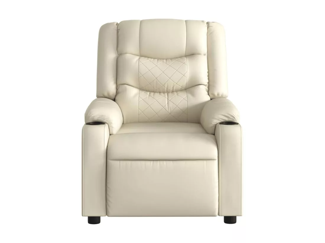 Fauteuil inclinable massant Crème Similicuir