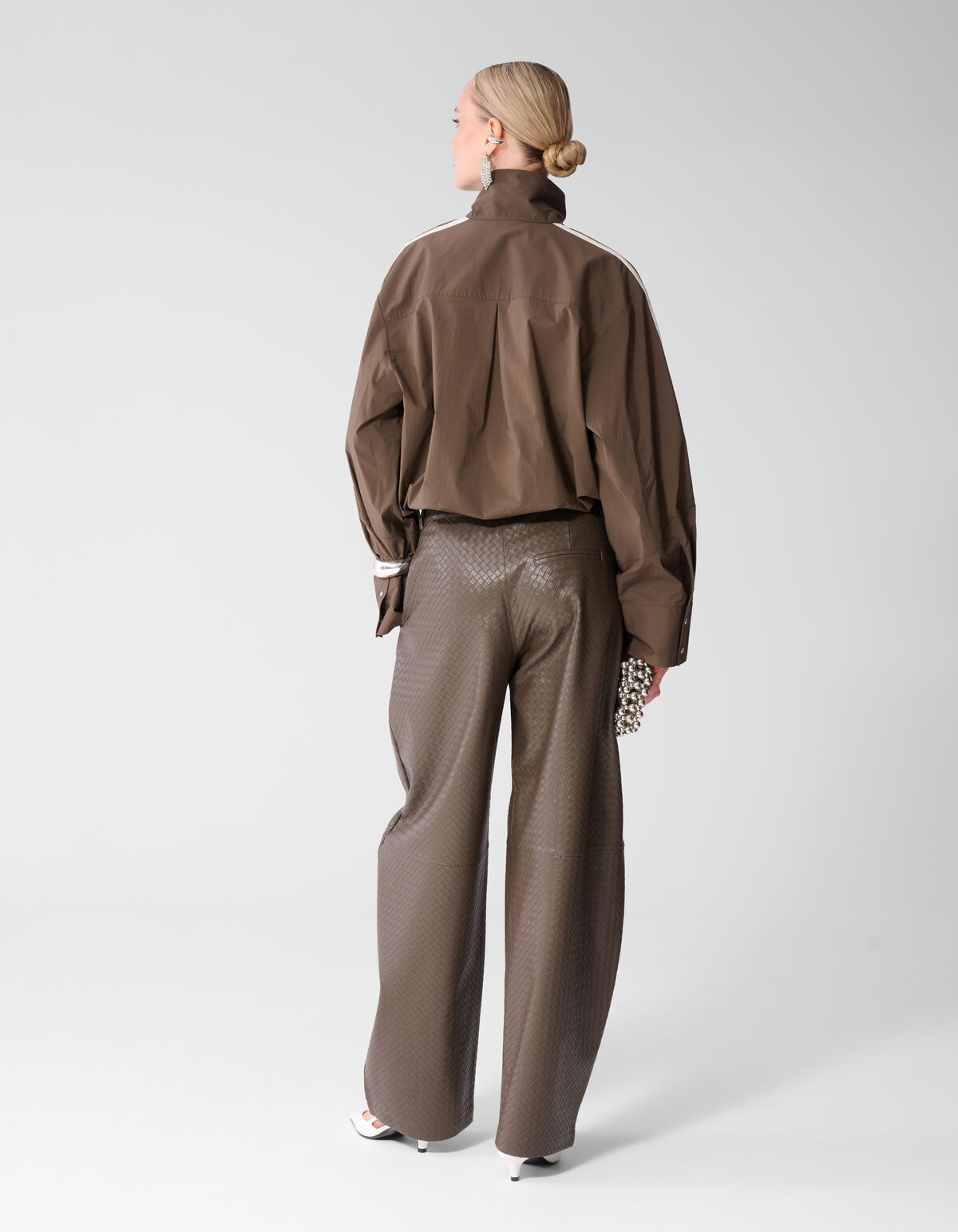 Poplin Track Blouse Donkerbruin