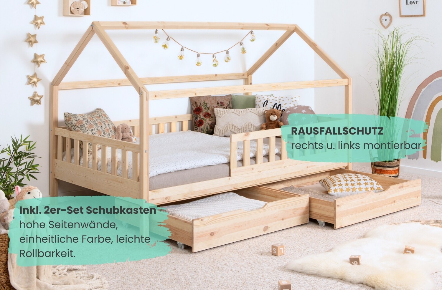 TiCAA Kinderbett Hausbett 