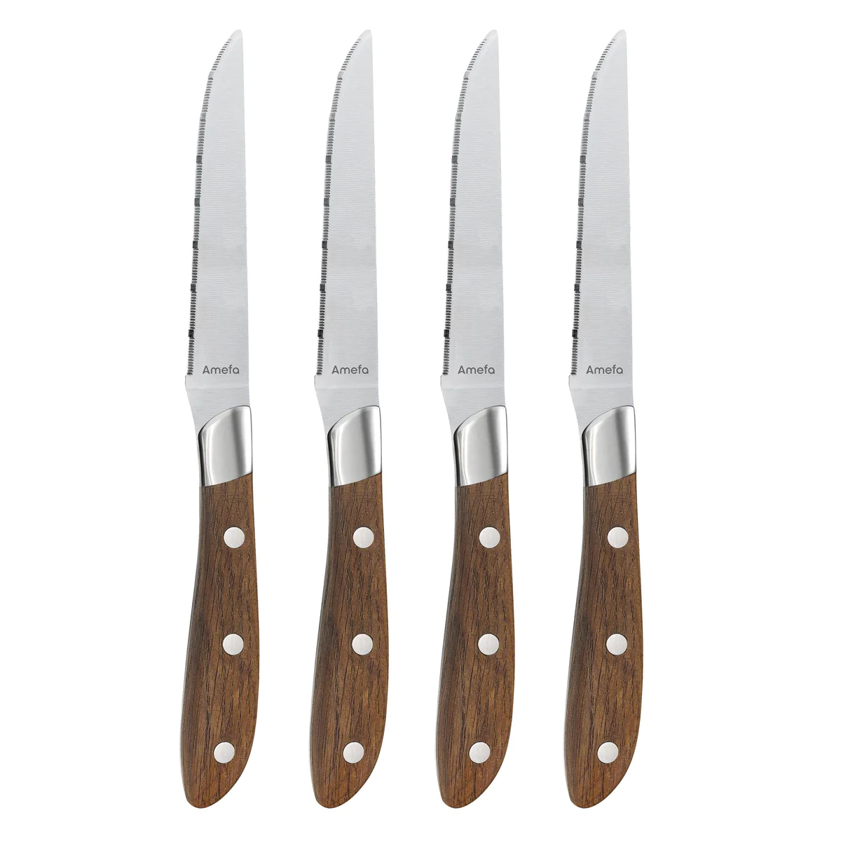 Achille - Coffret 4 couteaux steak bois de frêne Amefa