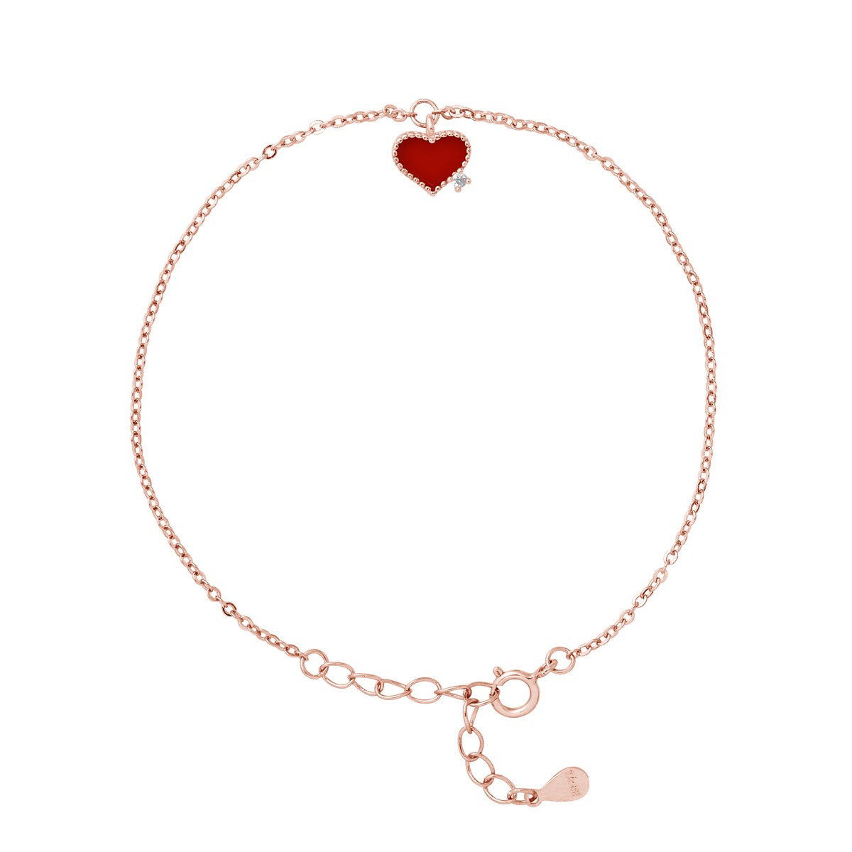 Bracelet COEUR - Oxyde de zirconium - Argent 925 plaqué or rose