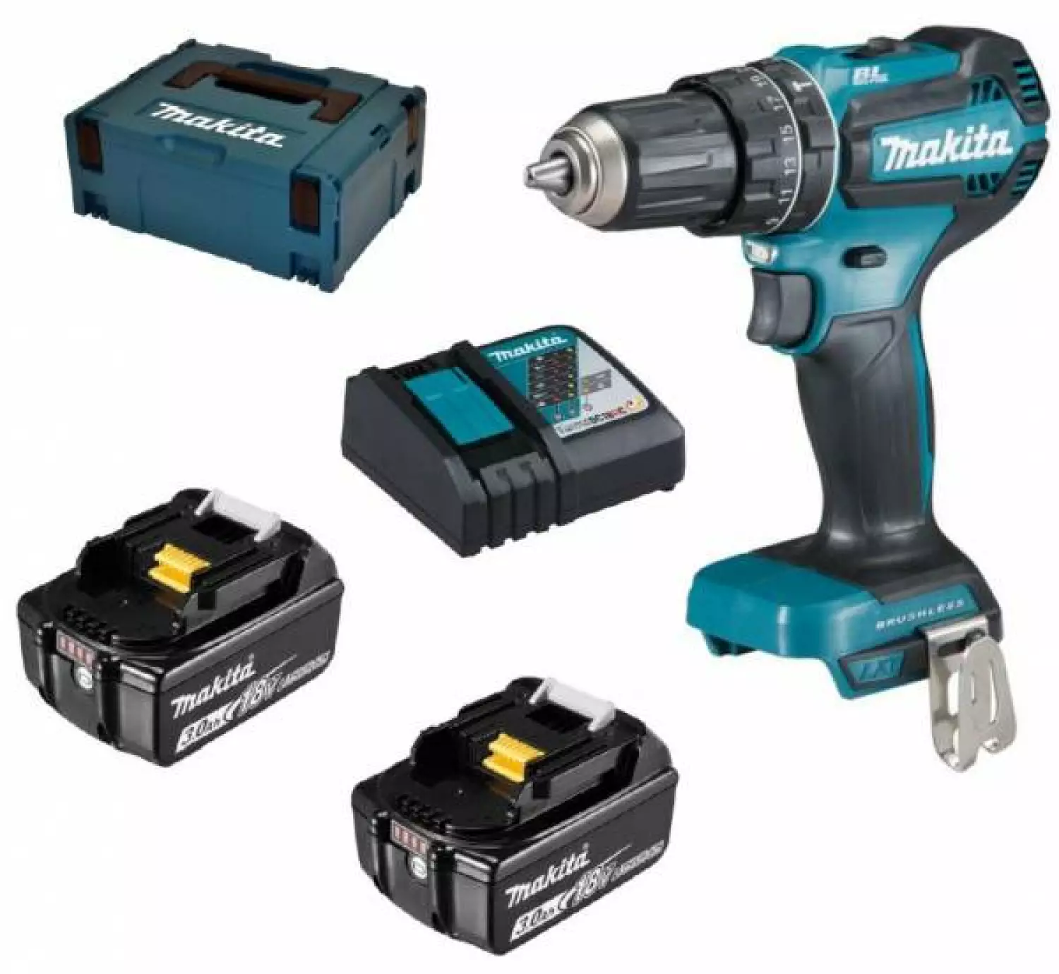 Makita DHP485RFJ 18V Li-Ion accu klopboor- /schroefmachine set (2x 3.0Ah accu) in Mbox - koolborstelloos