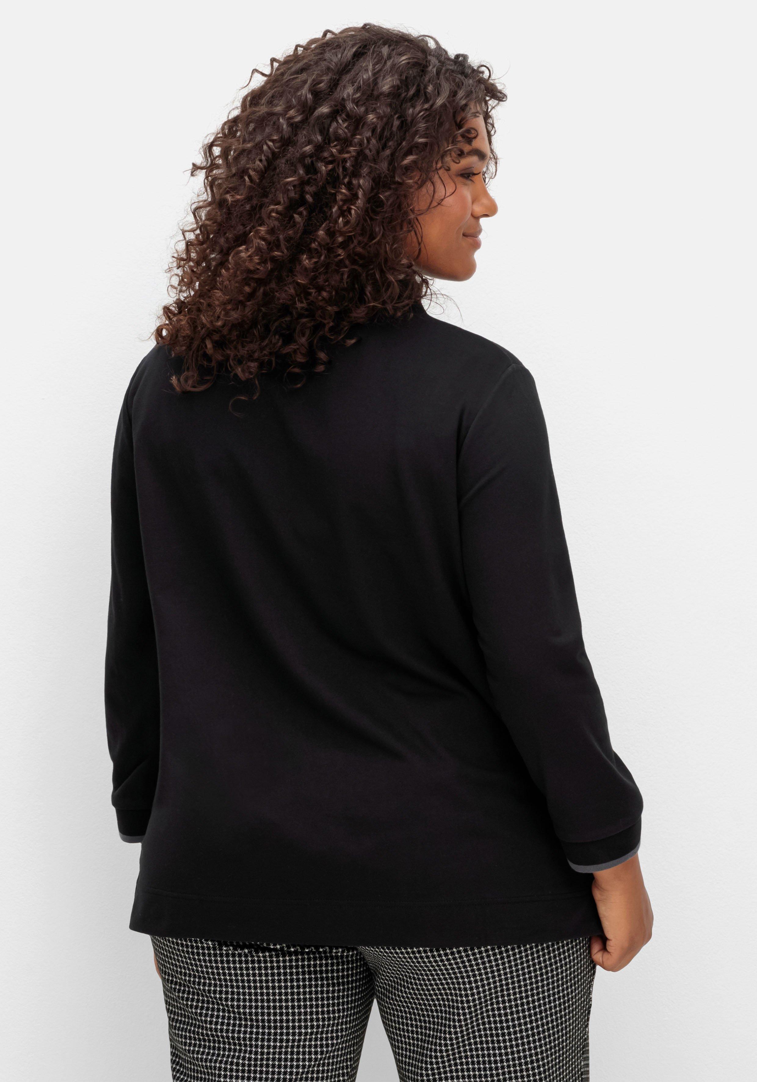 Sweatshirt mit Wording-Stickerei und Glitzersteinen
