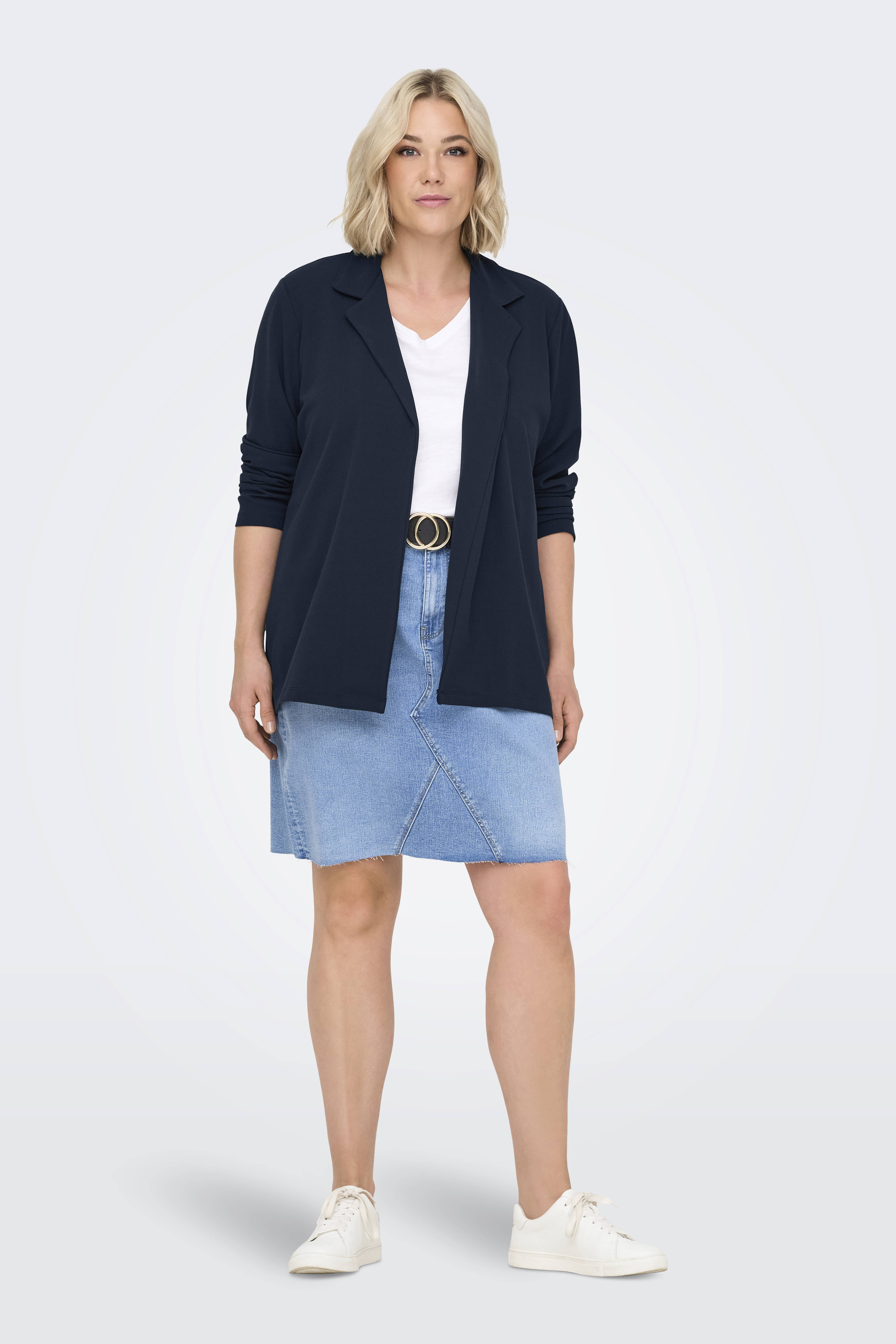 ONLY CARMAKOMA rechtvallende blazer CARSANIA donkerblauw