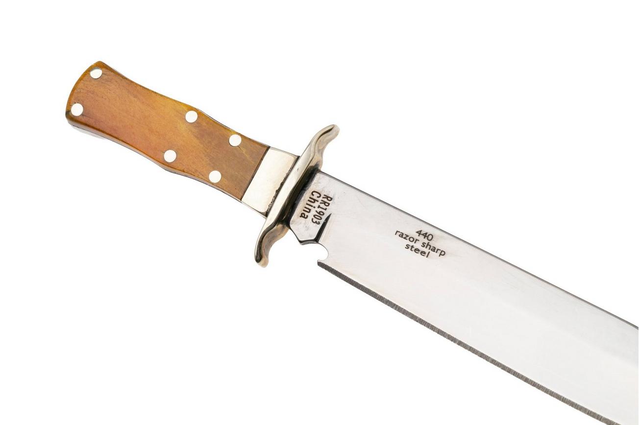 Rough Ryder Mini Spanish Notch Bowie RR1903 Polished 440, Bone, vaststaand mes